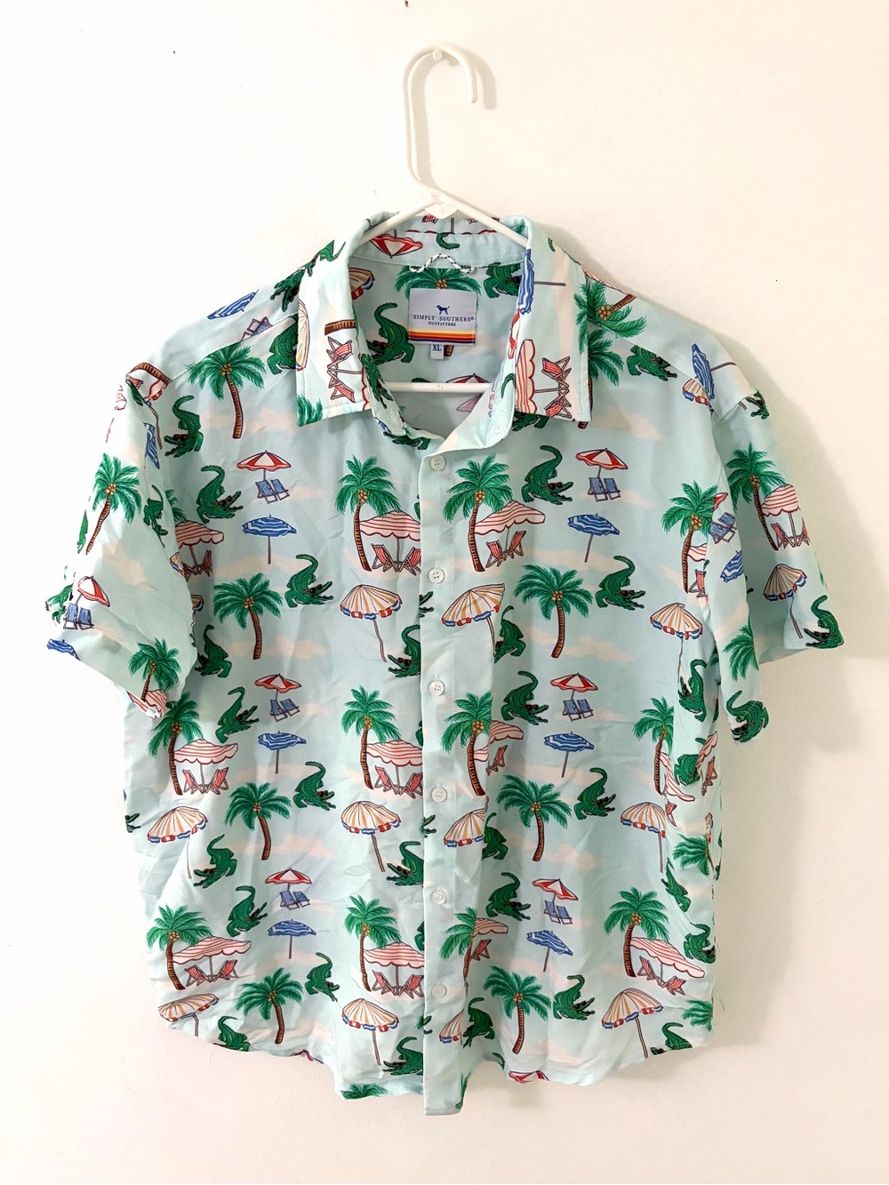 Simply Southern Alligator and Palm Tree Print Hawaiian Shirt, Size: XL